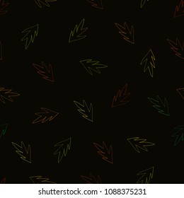 Seamless ornament of abstract leaves on a black background. Vector texture.