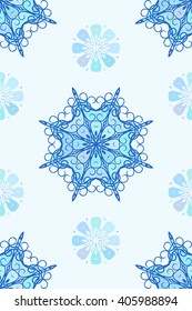 Seamless ornament, Abstract vector background blue colors