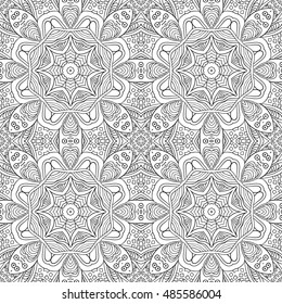Seamless ornament, background. Ethnic motif. Zentangle coloring page.