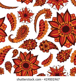 Seamless ornament. Beautiful doodle. Design elements.