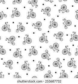 Seamless ornament with bicycles.