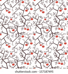 seamless ornament with branches and apples