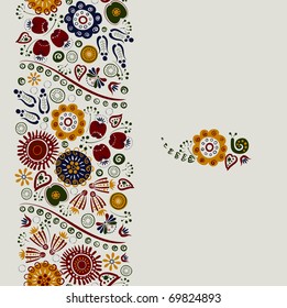 seamless ornament of bright decorative flowers