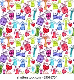 Ornamento inmaculado con cajas de regalo brillantes