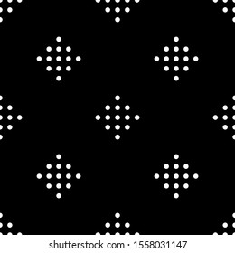 Seamless ornament. Circles pattern. Dots motif. Geometric wallpaper. Simple shapes backdrop. Rounds motif. Ethnic background. Digital paper, textile print, web design, abstract. Vector artwork.