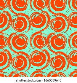 Seamless ornament with circles. Sketch Hand Drawn graphic print. Minimalist design for paper, textile, packaging, background, wallpaper. Vector.