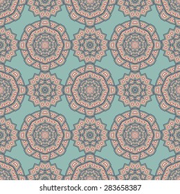seamless ornament decorative pattern retro -  vector illustration. Mandala ornament.geometric flower