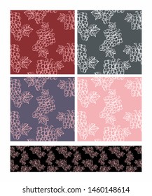 Seamless ornament with different backgrounds. With a bunch of grapes.