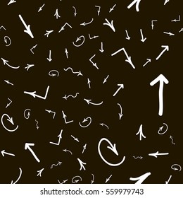 Seamless ornament from different handwritten arrows. Vector illustration background.