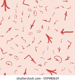 Seamless ornament from different handwritten arrows. Vector illustration background