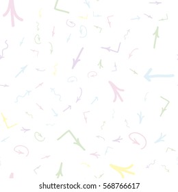 Seamless ornament from different handwritten arrows. Vector illustration background.