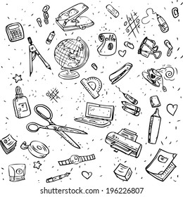 Seamless ornament from doodles stationery for business and learning