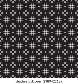 Seamless Ornament with element of black and white colors. Pattern suitable for textile, fabric or wrapping paper. Eps 10. 