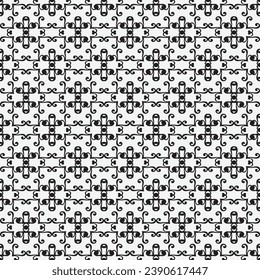 Seamless Ornament with element of black and white colors. Pattern suitable for textile, fabric or wrapping paper. Eps 10. 