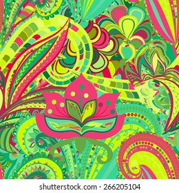 Seamless ornament ethnic background. Abstract pattern. Floral motif wallpaper. EPS-8 vector texture.