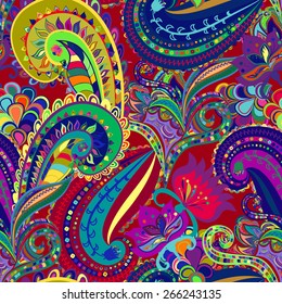 Seamless ornament ethnic background. Abstract pattern. Floral motif wallpaper. EPS-8 vector texture.