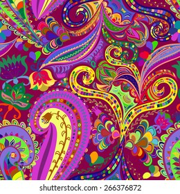 Seamless ornament ethnic background. Abstract pattern. Floral motif wallpaper. EPS-8 vector texture.