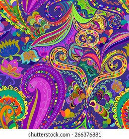 Seamless ornament ethnic background. Abstract pattern. Floral motif wallpaper. EPS-8 vector texture.