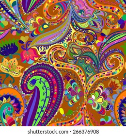 Seamless ornament ethnic background. Abstract pattern. Floral motif wallpaper. EPS-8 vector texture.