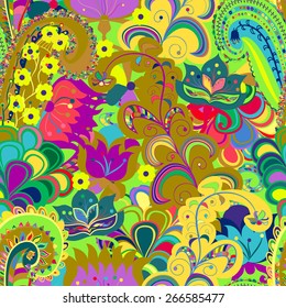 Seamless ornament ethnic background. Abstract pattern. Floral motif wallpaper. EPS-8 vector texture.