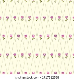 Nahtlose Ornamente mit Blumenmuster in Diamanten.