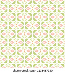 Seamless Ornament Floral Pattern. Geometric Background. Abstract Leaf Texture.