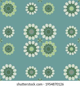 Seamless ornament of flowers on a blue background for textiles and clothes cute, light pattern for wrapping paper for a holiday gift