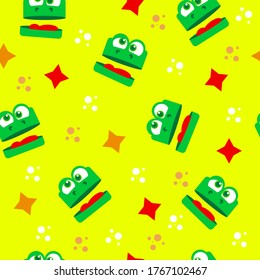 Seamless ornament with funny frogs