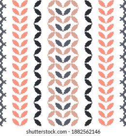 Seamless ornament of geometric leaves. Patterns of modern stylish texture. Pattern in the form of a mesh weave for embroidery, and textile interior design elements. Illustration on a white background