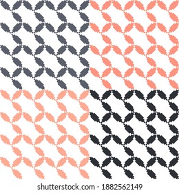 Seamless ornament of geometric leaves. Patterns of modern stylish texture. Pattern in the form of a mesh weave for embroidery, and textile interior design elements. Illustration on a white background