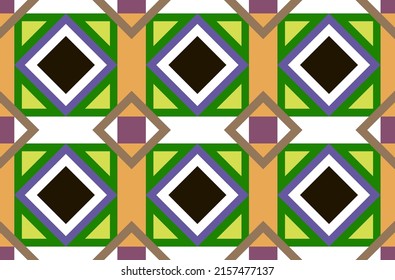 Seamless ornament of geometric shapes. Colored ornament of rhombuses in ethnic style. Vector illustration