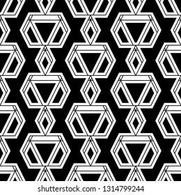 Seamless ornament. Geometrical figures wallpaper.Digital paper, abstract. Geometric background. Shapes backdrop. Triangles, rhombuses, trapeziums pattern.