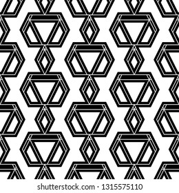 Seamless ornament. Geometrical figures wallpaper.Digital paper, abstract. Geometric background. Shapes backdrop. Triangles, rhombuses, trapeziums pattern