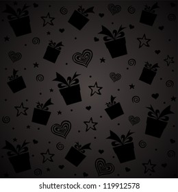 Seamless ornament with gift boxes. vector background