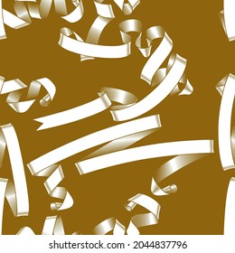 Seamless ornament from gold ribbons. Vector illustration 