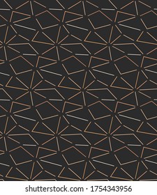 Seamless Ornament Graphic Hexagon Repeat Texture. Dark White Vector, Rhombus Pattern Pattern. Golden Linear Technology, Design Texture. Modern Art Pattern