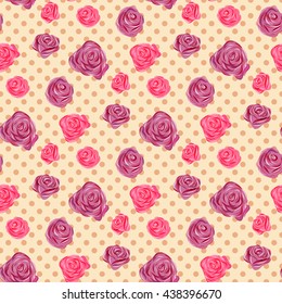 seamless ornament with hand drawn rose flower. Vector