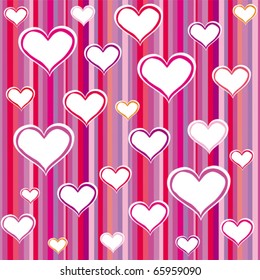 Seamless ornament heart pattern. Red and white. Vector background.