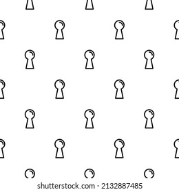 Seamless ornament with key hole. Vector black lock  pattern on white. Secret concept. Mystery, clue and magic wallpaper. Mystical fairytale, fantasy secrecy background