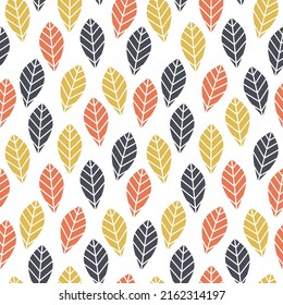Seamless ornament leaf silhouette vector pattern.Geometric leaves background.Graphic floral illustration. Wallpaper, backdrop, fabric, textile, print, wrapping paper or package design.