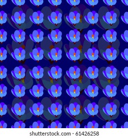 Seamless ornament of multiple blue flowers