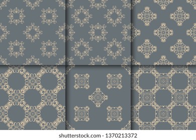 Seamless ornament on background. Floral ornament on background. Wallpaper pattern. Contemporary pattern. Textile pattern. Set