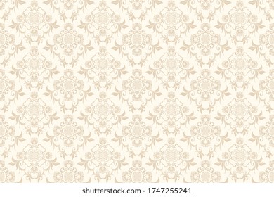 Seamless ornament on background. Floral ornament on background. Wallpaper pattern. Template for design of your interior. Vector illustration