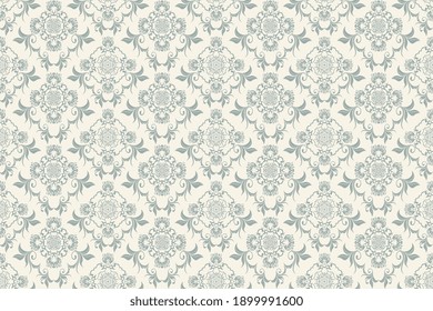 Seamless ornament on background. Floral ornament on background. Wallpaper pattern. Template for design of your interior. Vector illustration