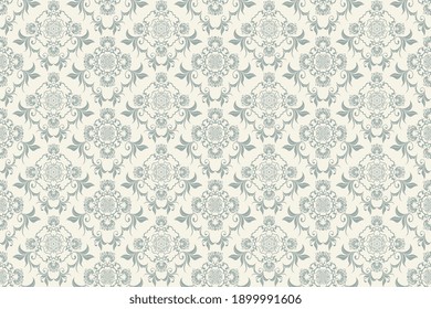 Seamless ornament on background. Floral ornament on background. Wallpaper pattern. Template for design of your interior. Vector illustration