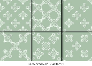 Seamless ornament on background. Floral ornament on background. Wallpaper pattern. Contemporary pattern. Textile pattern. Set