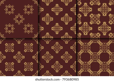Seamless ornament on background. Floral ornament on background. Wallpaper pattern. Contemporary pattern. Textile pattern. Set