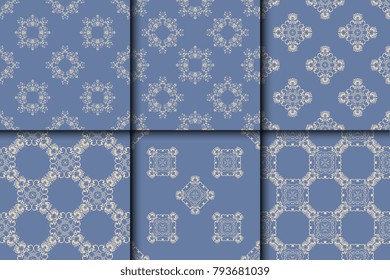 Seamless ornament on background. Floral ornament on background. Wallpaper pattern. Contemporary pattern. Textile pattern. Set