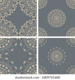 Seamless ornament on background. Set. Floral ornament on background. Template for your tile design. Wallpaper pattern