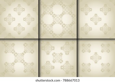 Seamless ornament on background. Set. Floral ornament on background. Wallpaper pattern. Contemporary pattern. Textile pattern